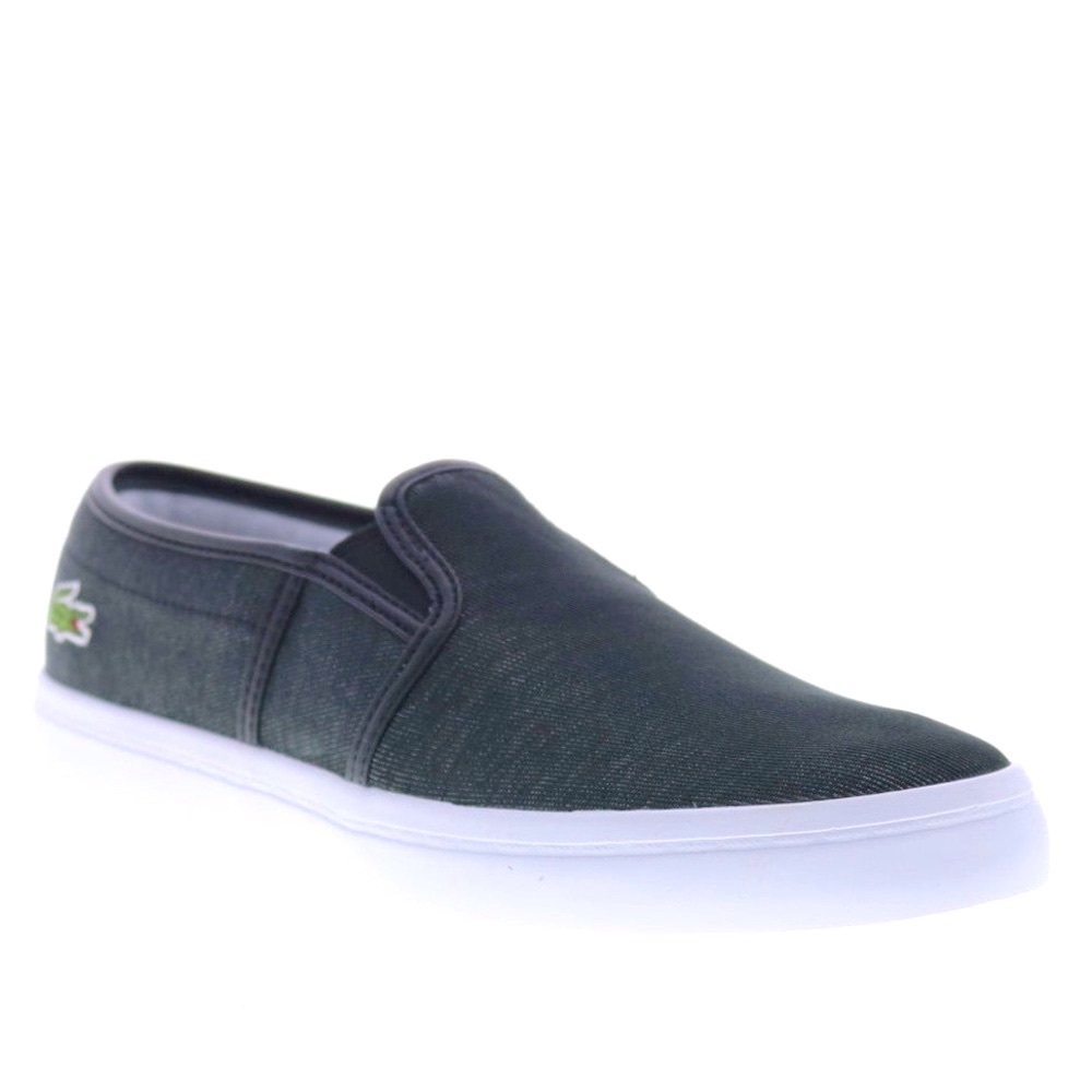 Lacoste men’s size 42 EU black slip on sneakers vegan canvas shoes comfy VGUC - Picture 3 of 13